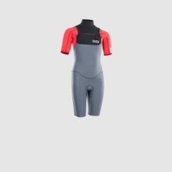 ION Wetsuit Capture 2/2 Shorty SS Bzip Junior Steel Blue/Red/Black