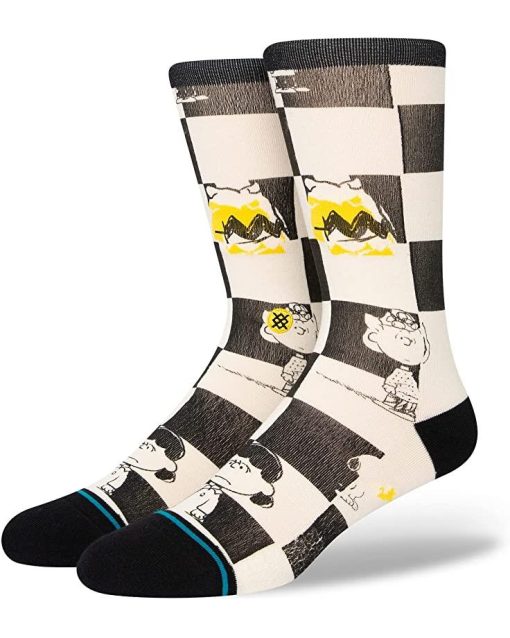 Stance Peanuts Checked Crew Socks Black