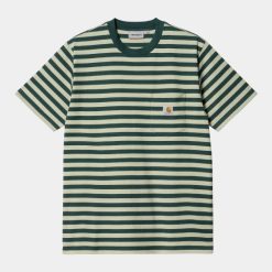 Carhartt WIP Scotty Pocket T-Shirt Stripe Botanic/Agave